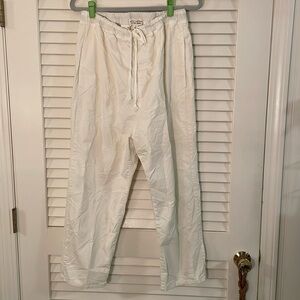 Nili Lotan Cream Soft Cotton Blend Sweatpants with Side/Back Flap Pockets